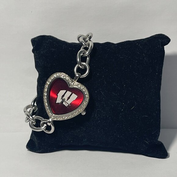 Wisconsin Badgers NCAA Heart Stainless-Steel Bracelet Watch by Game Time NEW main image 2